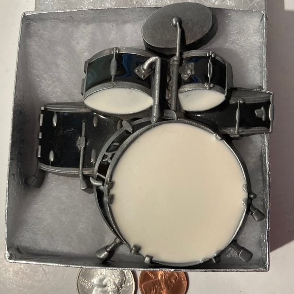 Accessories Vintage Metal Belt Buckle Drum Set White Enamel Music